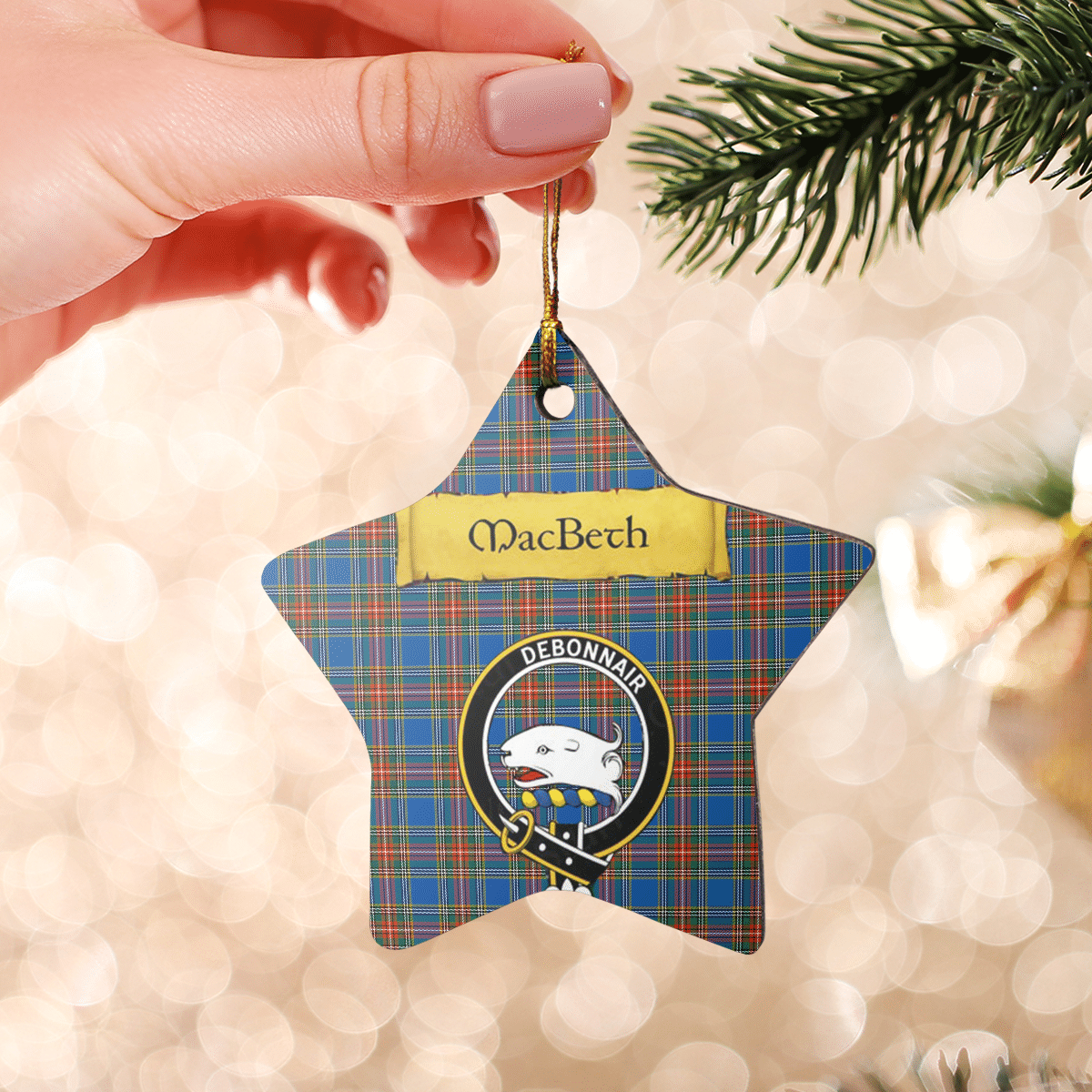 Clan MacBeth Ancient Tartan Crest Star Ceramic Ornament UA34 MacBeth Ancient Tartan Tartan Christmas   