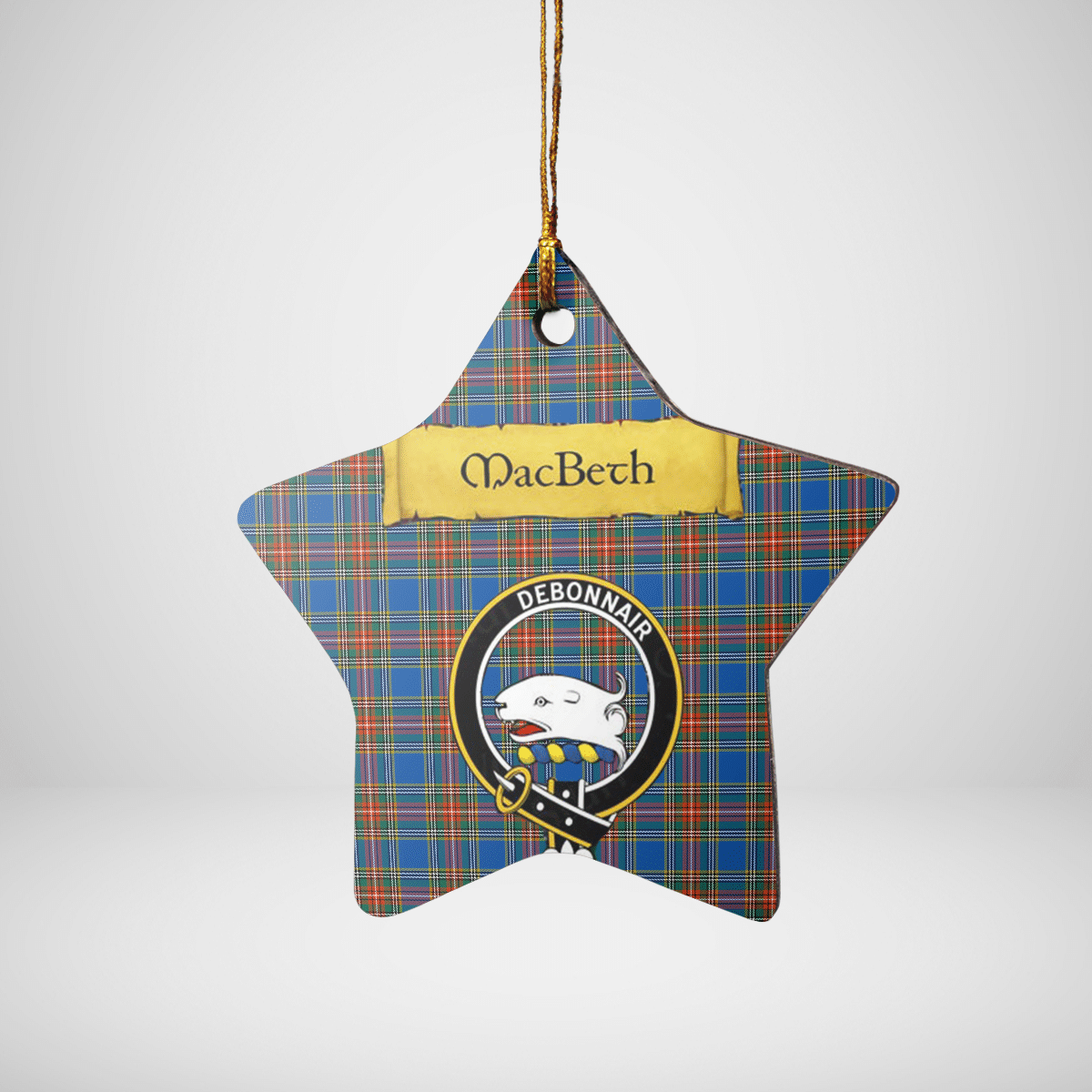 Clan MacBeth Ancient Tartan Crest Star Ceramic Ornament UA34 MacBeth Ancient Tartan Tartan Christmas   