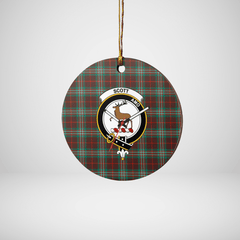 Clan Scott Brown Ancient Tartan Crest Round Ceramic Ornament MQ43 Scott Brown Ancient Tartan Tartan Christmas   