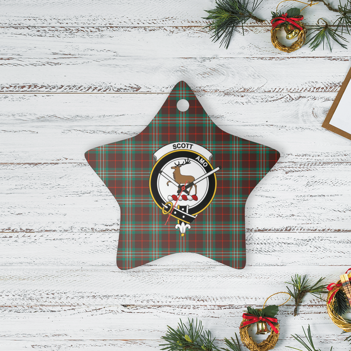 Clan Scott Brown Ancient Tartan Crest Star Ceramic Ornament JC35 Scott Brown Ancient Tartan Tartan Christmas   