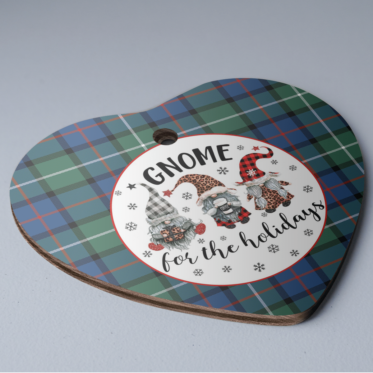 Clan Davidson of Tulloch Tartan Tartan Crest Gnome Heart Ceramic Ornament UC58 Davidson of Tulloch Tartan Tartan Christmas   