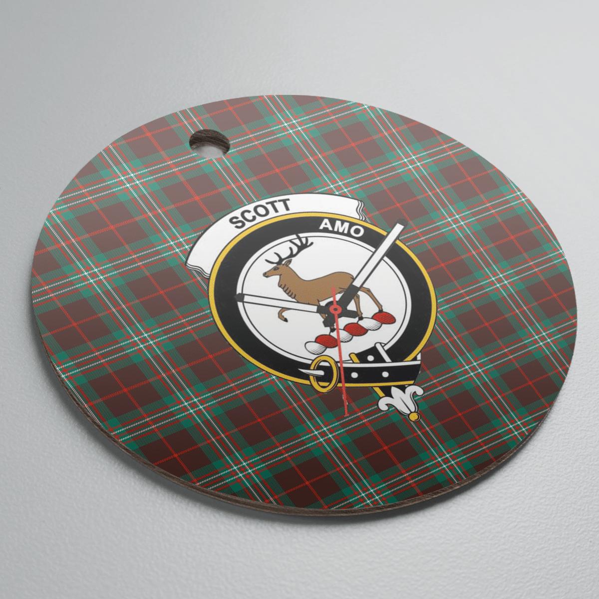 Clan Scott Brown Ancient Tartan Crest Round Ceramic Ornament MQ43 Scott Brown Ancient Tartan Tartan Christmas   