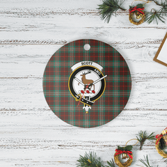 Clan Scott Brown Ancient Tartan Crest Round Ceramic Ornament MQ43 Scott Brown Ancient Tartan Tartan Christmas   