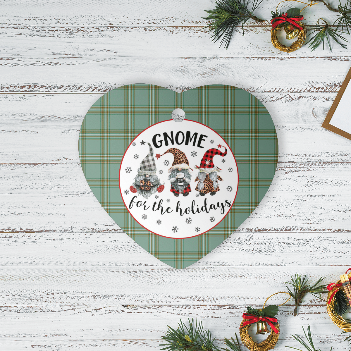 Clan Kelly Dress Tartan Tartan Crest Gnome Heart Ceramic Ornament ZI95 Kelly Dress Tartan Tartan Christmas   