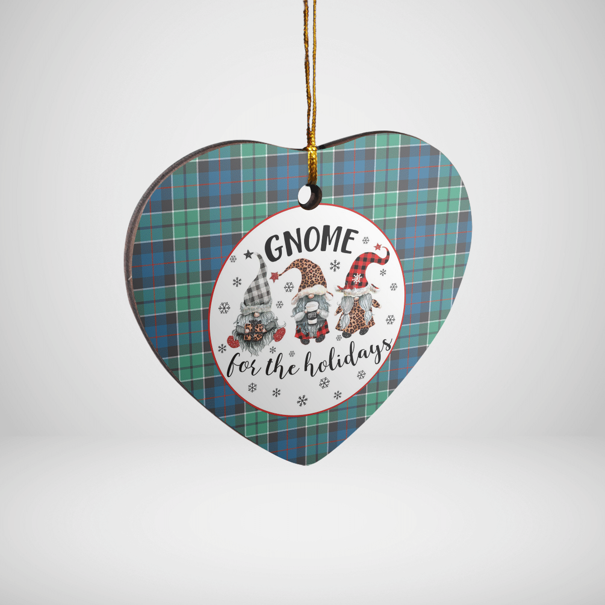 Clan Leslie Hunting Ancient Tartan Tartan Crest Gnome Heart Ceramic Ornament GM15 Leslie Hunting Ancient Tartan Tartan Christmas   