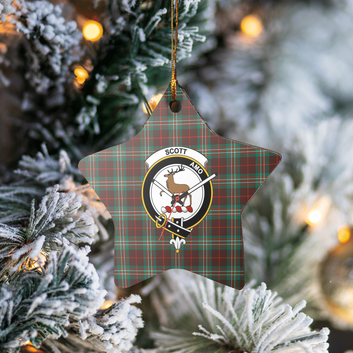 Clan Scott Brown Ancient Tartan Crest Star Ceramic Ornament JC35 Scott Brown Ancient Tartan Tartan Christmas   