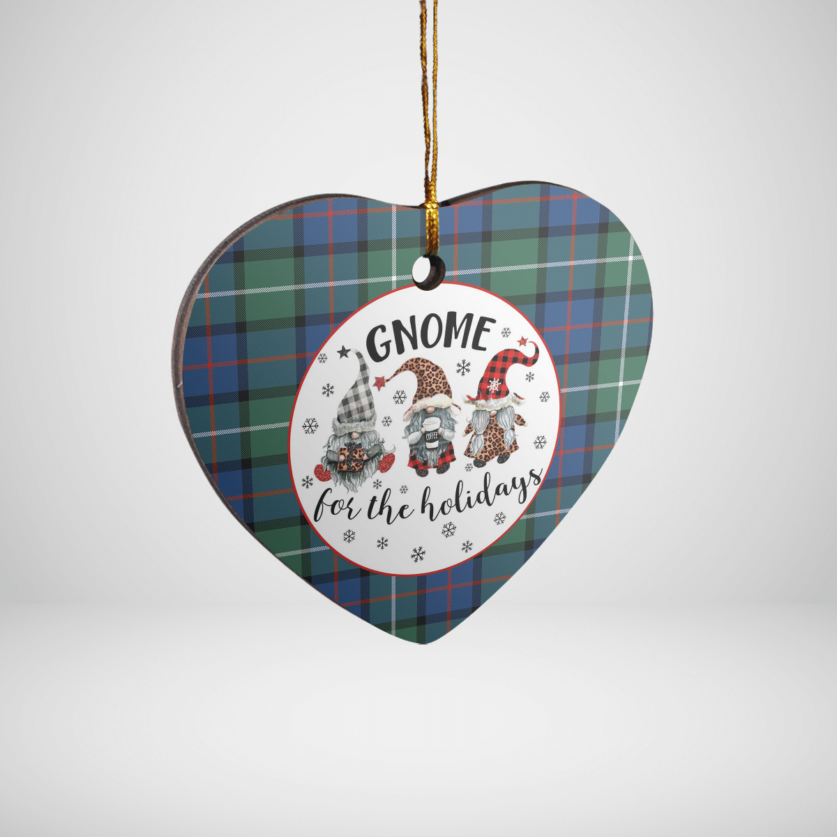 Clan Davidson of Tulloch Tartan Tartan Crest Gnome Heart Ceramic Ornament UC58 Davidson of Tulloch Tartan Tartan Christmas   