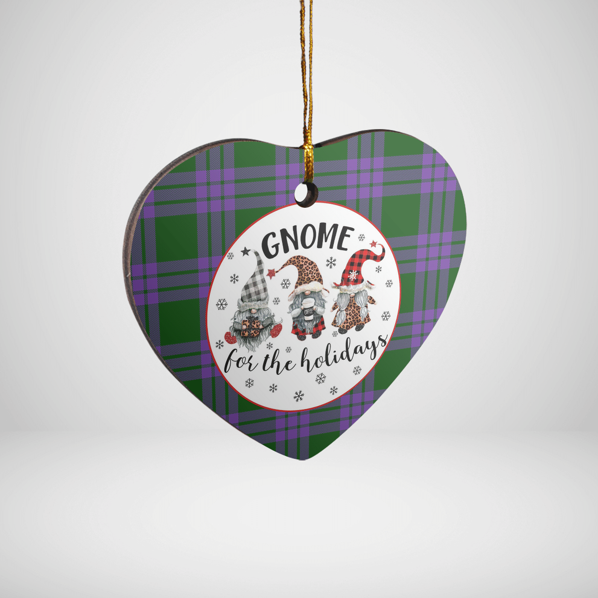 Clan Elphinstone Tartan Tartan Crest Gnome Heart Ceramic Ornament UU46 Elphinstone Tartan Tartan Christmas   