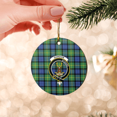 Clan Gordon Old Ancient Tartan Crest Round Ceramic Ornament IJ98 Gordon Old Ancient Tartan Tartan Christmas   