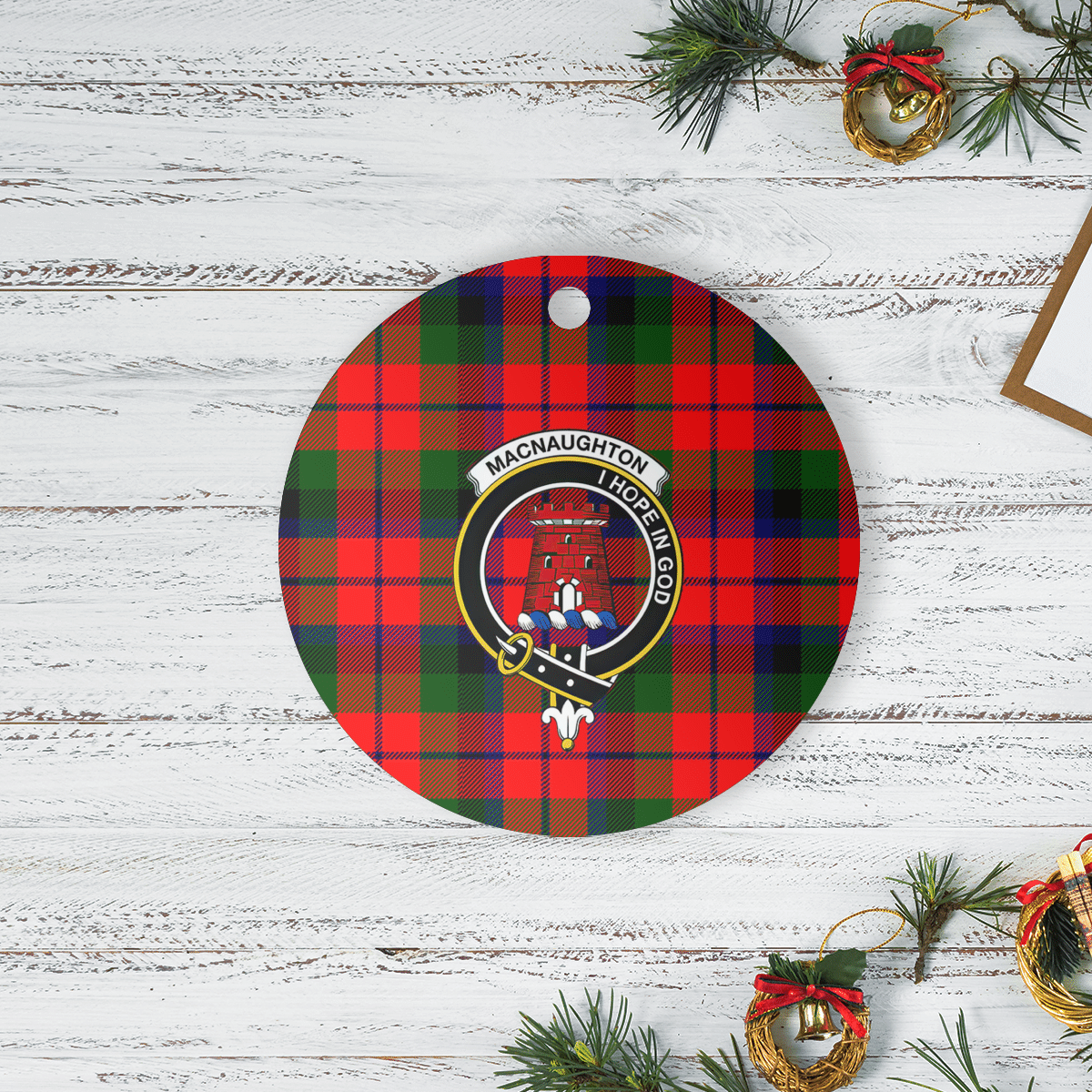 Clan MacNaughton Modern Tartan Crest Round Ceramic Ornament OI27 MacNaughton Modern Tartan Tartan Christmas   