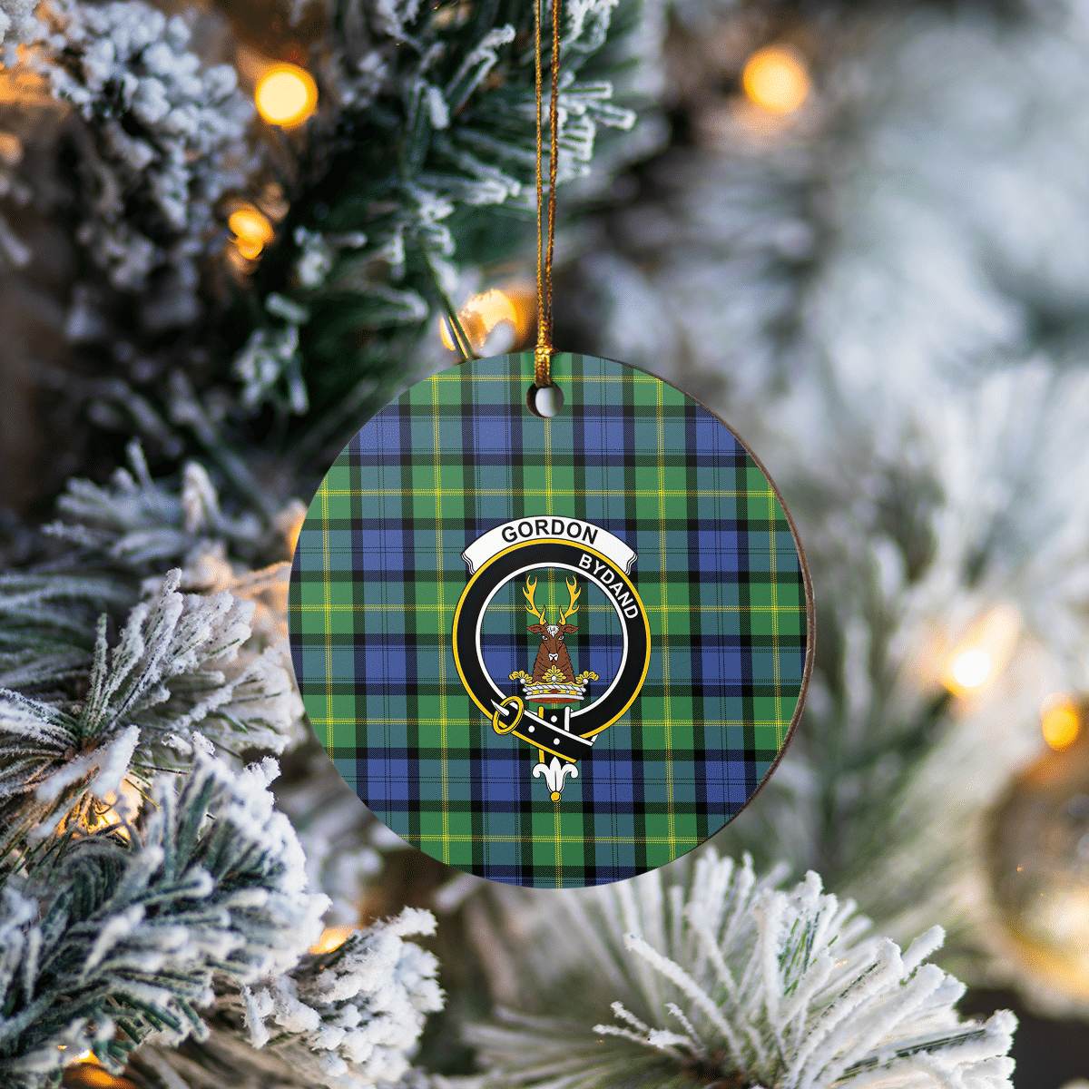 Clan Gordon Old Ancient Tartan Crest Round Ceramic Ornament IJ98 Gordon Old Ancient Tartan Tartan Christmas   