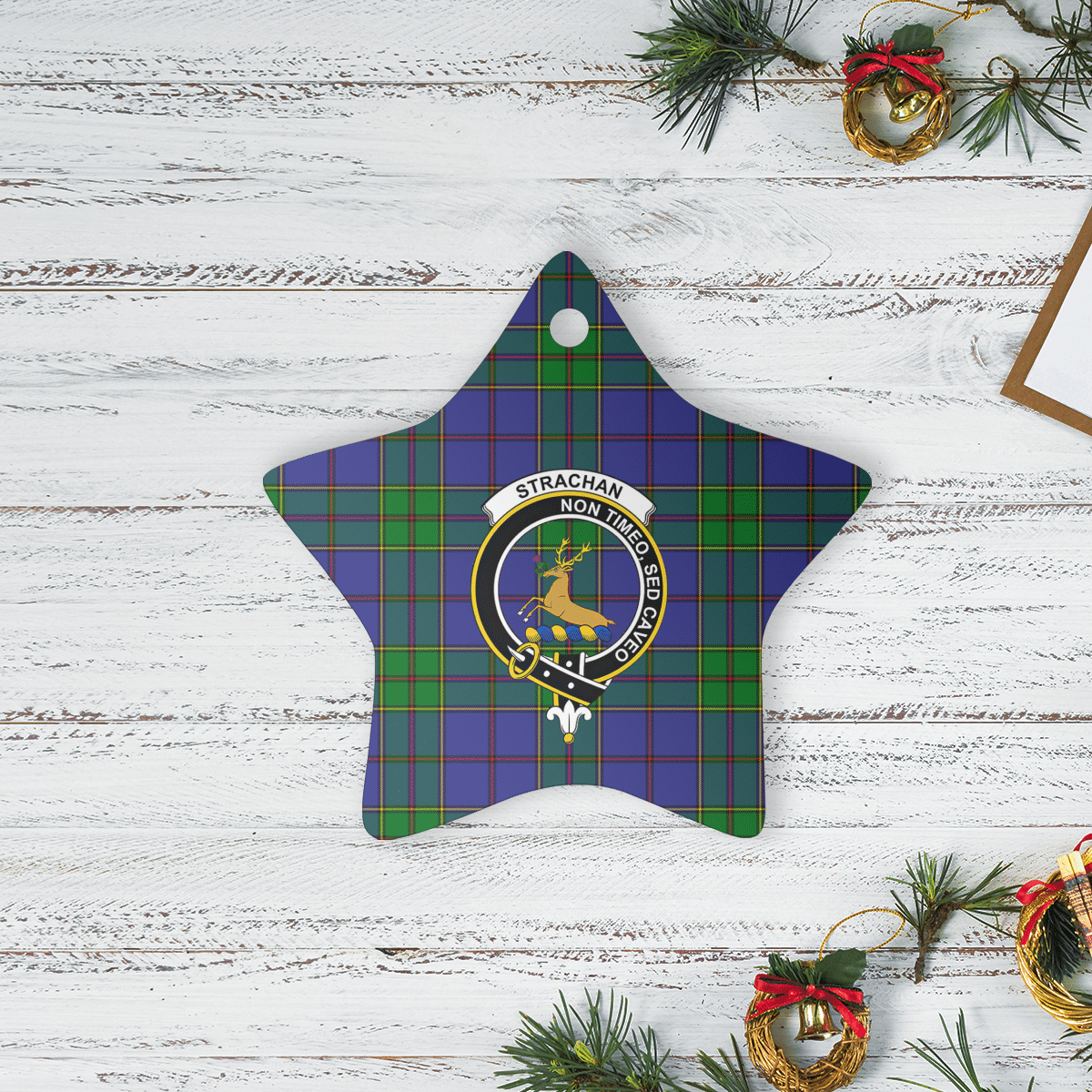 Clan Strachan Tartan Crest Star Ceramic Ornament YC28 Strachan Tartan Tartan Christmas   