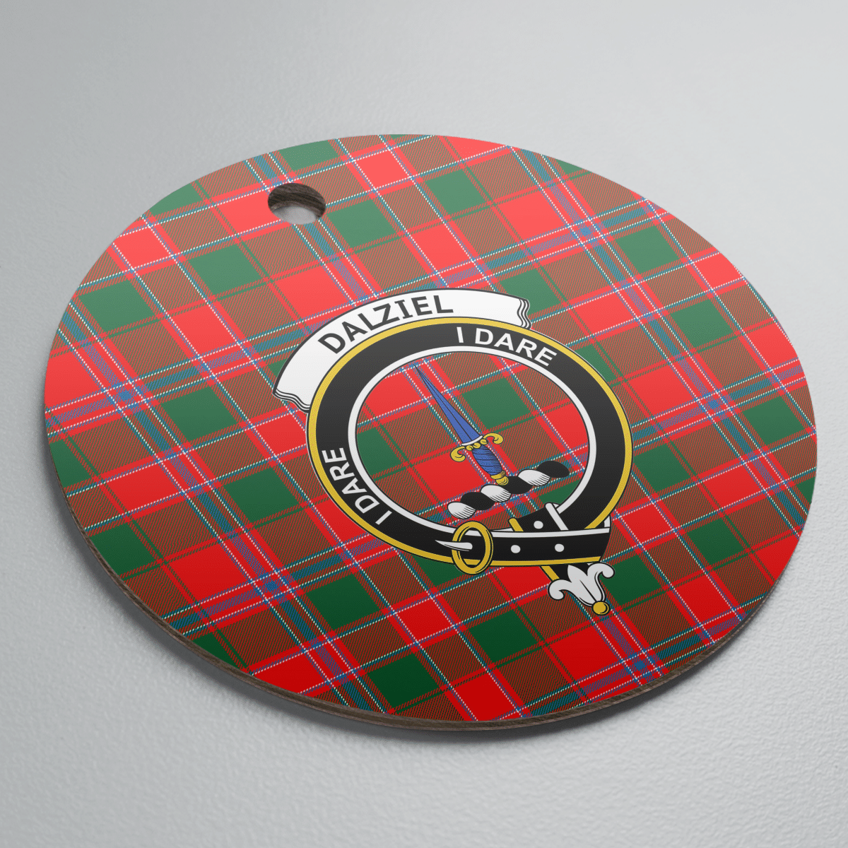 Clan Dalziel Modern Tartan Crest Round Ceramic Ornament SM26 Dalziel Modern Tartan Tartan Christmas   