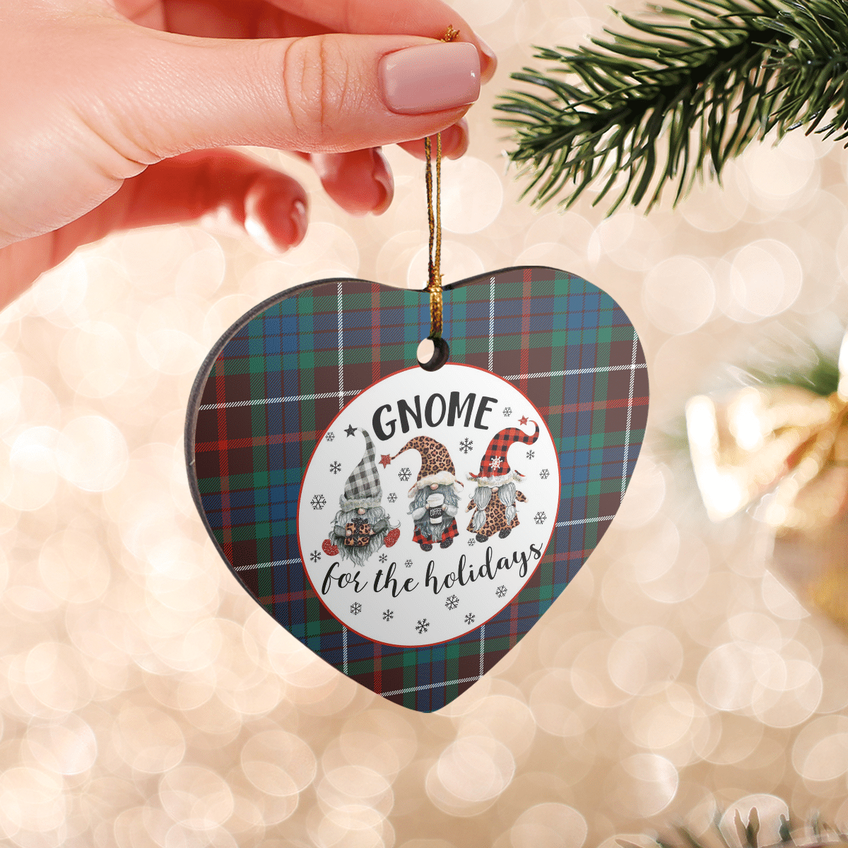 Clan Fraser Hunting Ancient Tartan Tartan Crest Gnome Heart Ceramic Ornament AK35 Fraser Hunting Ancient Tartan Tartan Christmas   