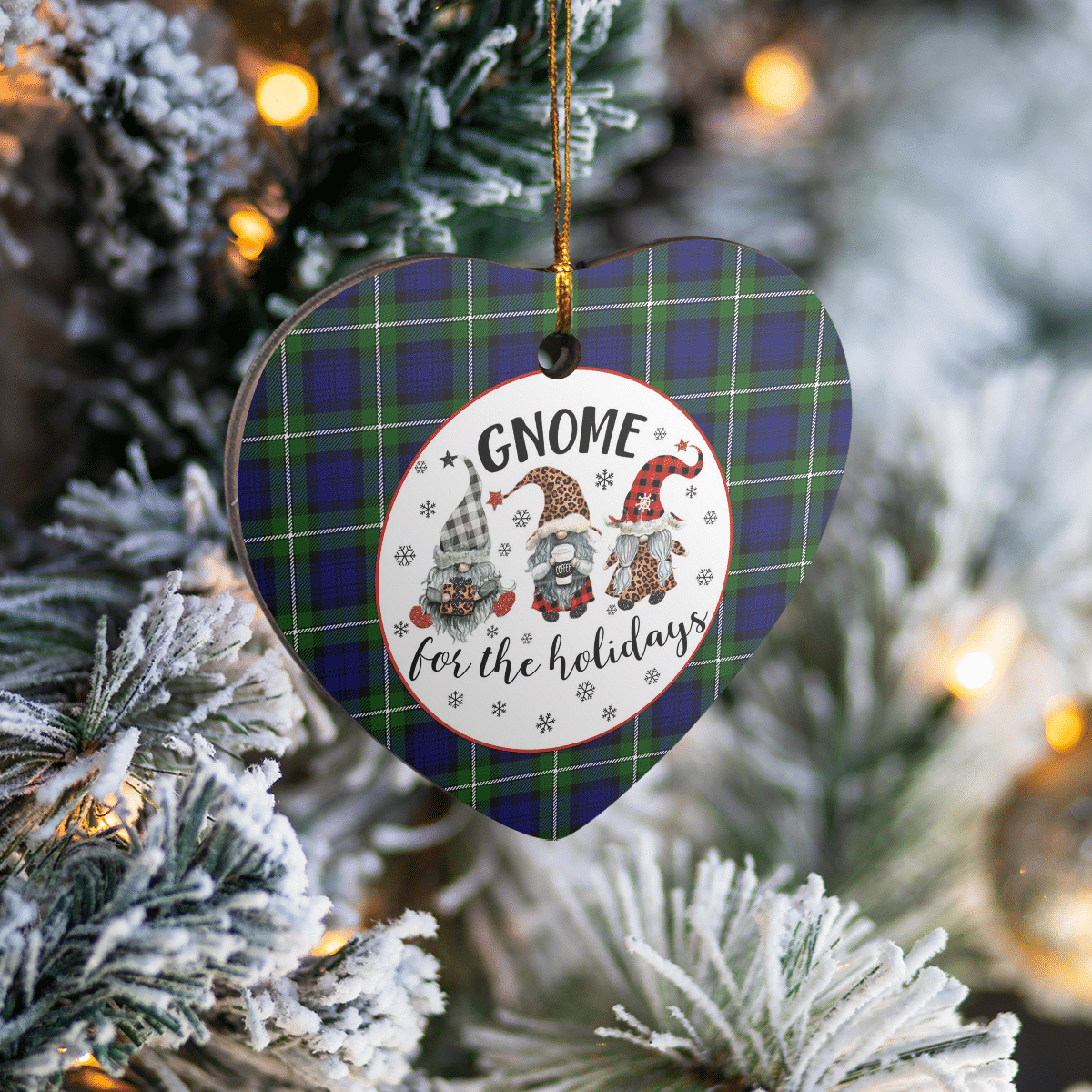 Clan Meldrum Forbes Tartan Tartan Crest Gnome Heart Ceramic Ornament JU21 Meldrum Forbes Tartan Tartan Christmas   