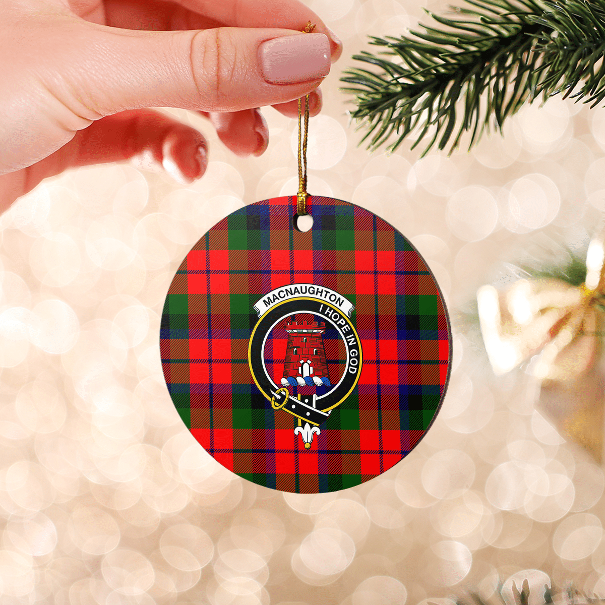 Clan MacNaughton Modern Tartan Crest Round Ceramic Ornament OI27 MacNaughton Modern Tartan Tartan Christmas   