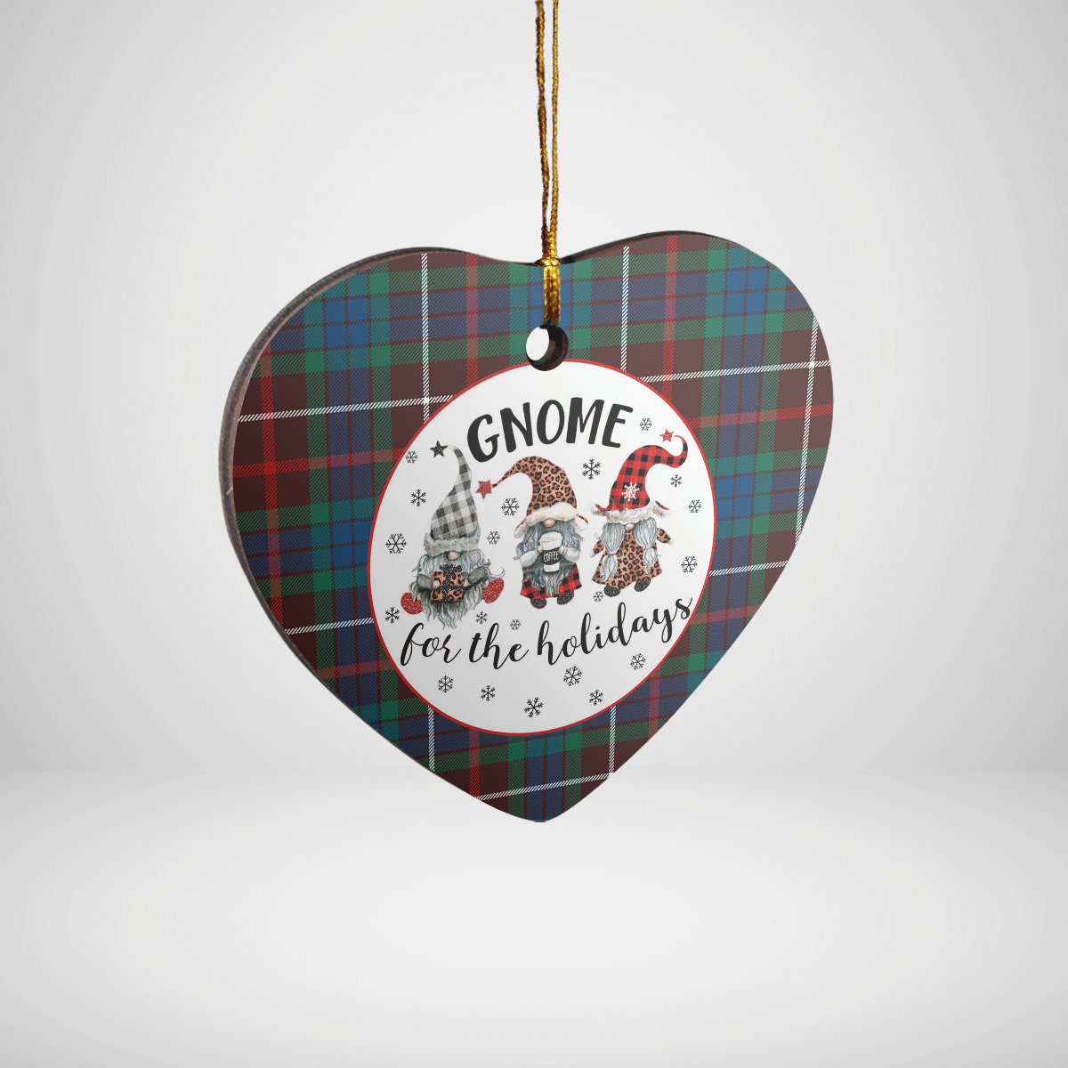 Clan Fraser Hunting Ancient Tartan Tartan Crest Gnome Heart Ceramic Ornament AK35 Fraser Hunting Ancient Tartan Tartan Christmas   