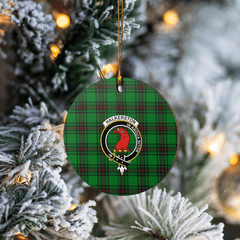 Clan Halkerston Tartan Crest Round Ceramic Ornament YV12 Halkerston Tartan Tartan Christmas   