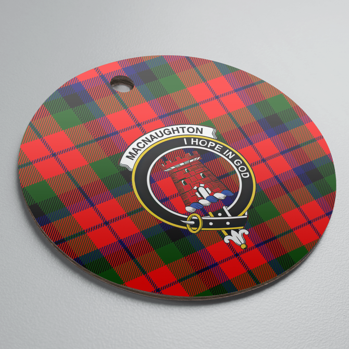 Clan MacNaughton Modern Tartan Crest Round Ceramic Ornament OI27 MacNaughton Modern Tartan Tartan Christmas   