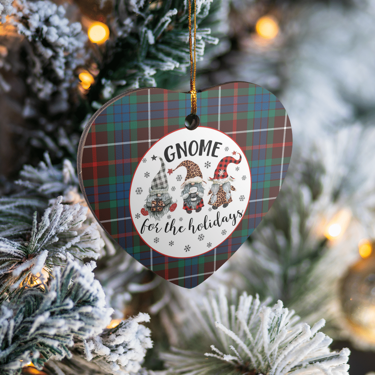 Clan Fraser Hunting Ancient Tartan Tartan Crest Gnome Heart Ceramic Ornament AK35 Fraser Hunting Ancient Tartan Tartan Christmas   