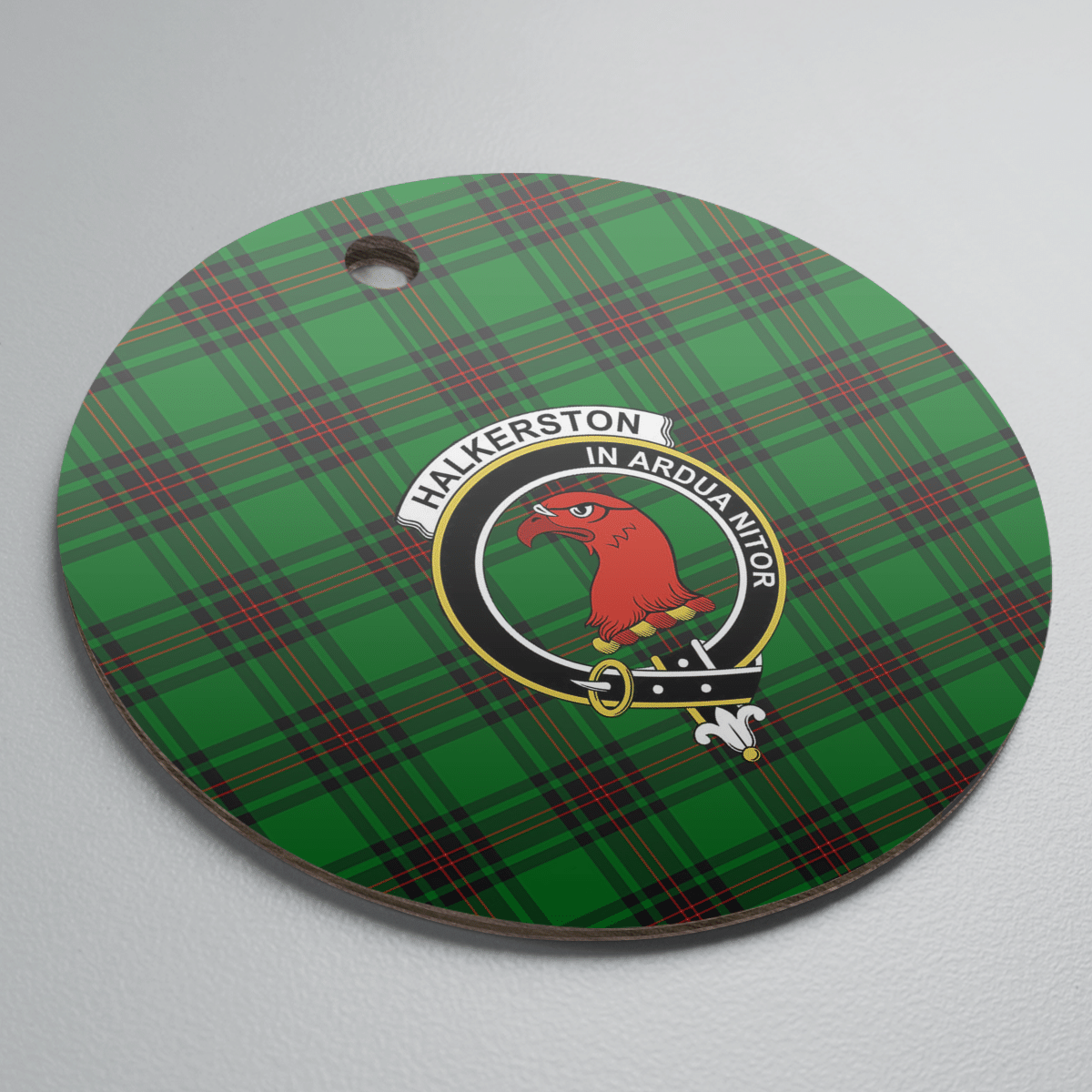 Clan Halkerston Tartan Crest Round Ceramic Ornament YV12 Halkerston Tartan Tartan Christmas   