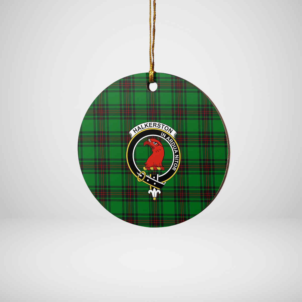 Clan Halkerston Tartan Crest Round Ceramic Ornament YV12 Halkerston Tartan Tartan Christmas   