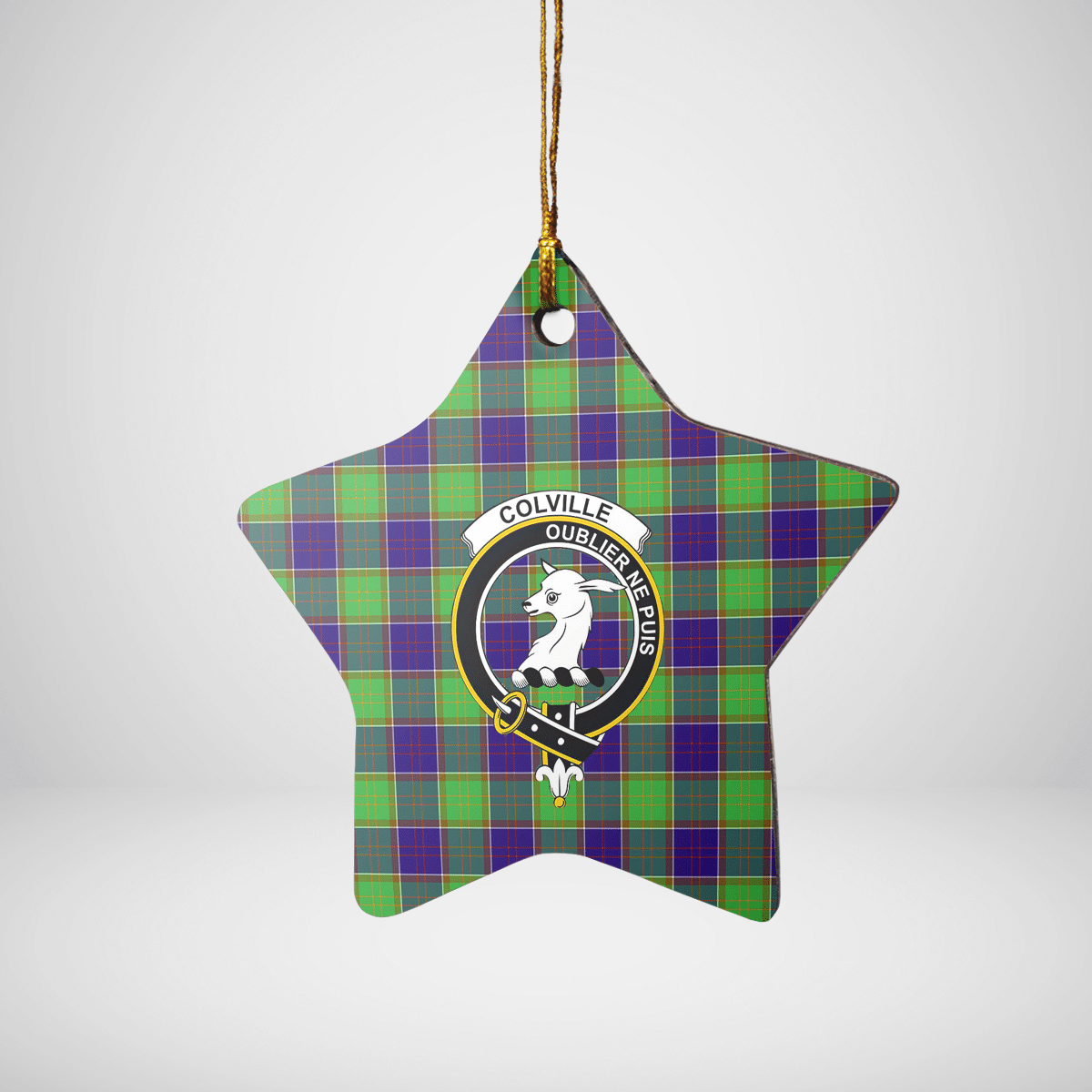 Clan Colville Tartan Crest Star Ceramic Ornament EY60 Colville Tartan Tartan Christmas   