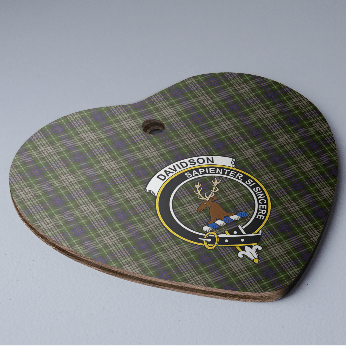 Clan Davidson Tulloch Dress Tartan Crest Heart Ceramic Ornament BE14 Davidson Tulloch Dress Tartan Tartan Christmas   