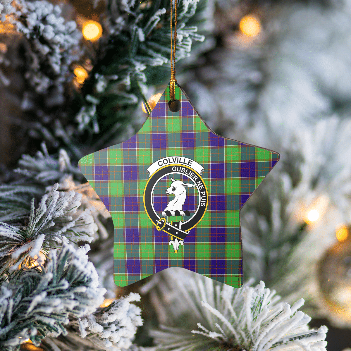 Clan Colville Tartan Crest Star Ceramic Ornament EY60 Colville Tartan Tartan Christmas   