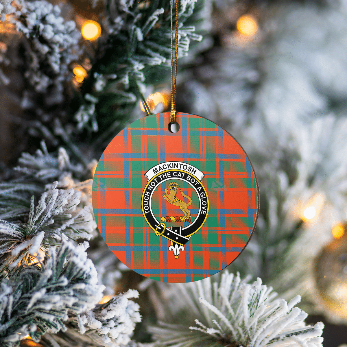 Clan MacKintosh Ancient Tartan Crest Round Ceramic Ornament OI11 MacKintosh Ancient Tartan Tartan Christmas   