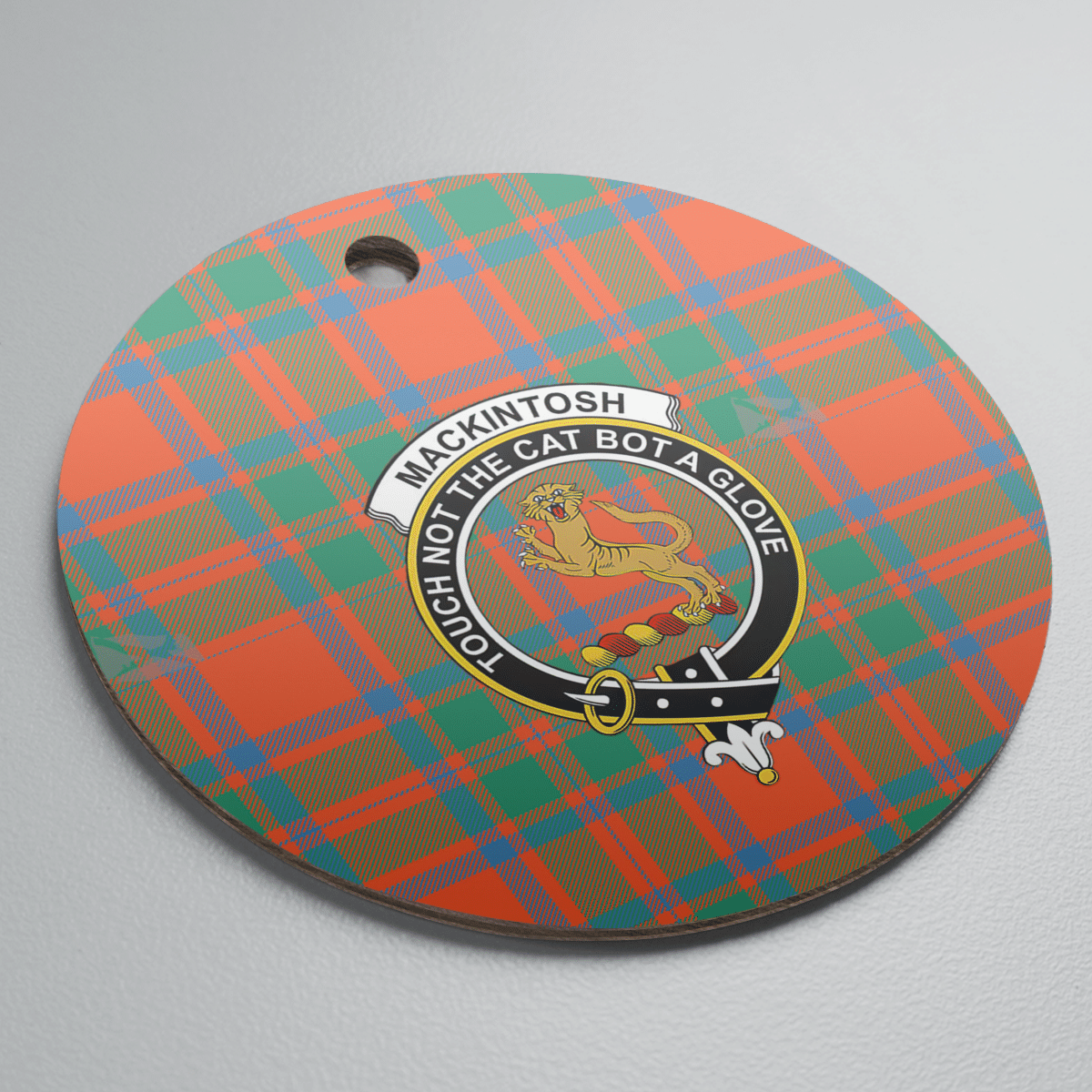 Clan MacKintosh Ancient Tartan Crest Round Ceramic Ornament OI11 MacKintosh Ancient Tartan Tartan Christmas   