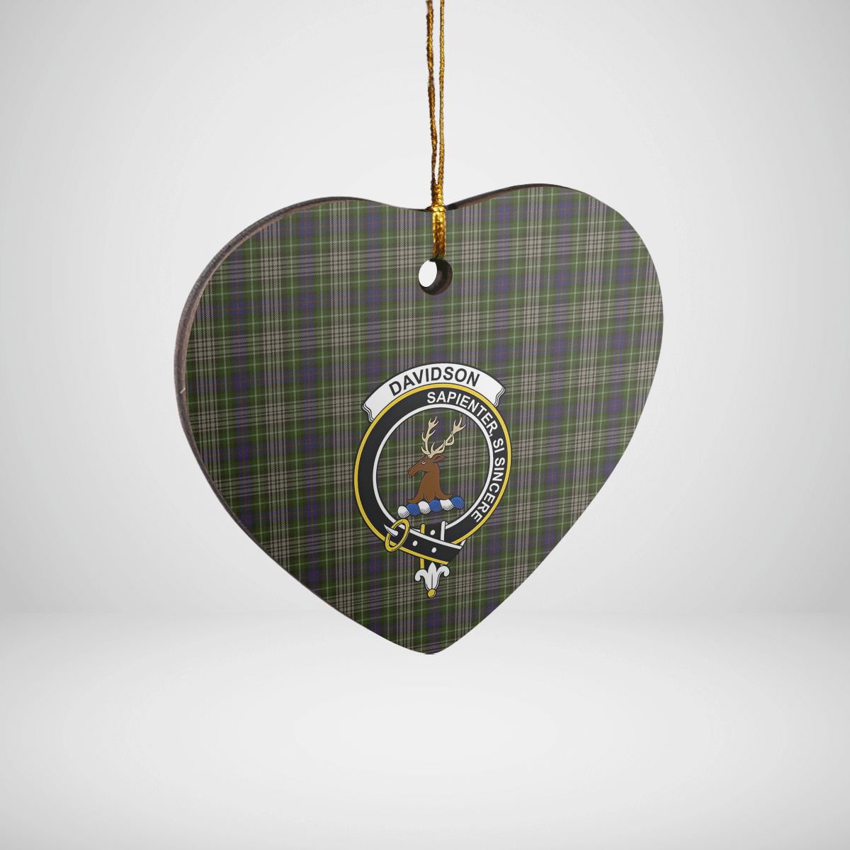 Clan Davidson Tulloch Dress Tartan Crest Heart Ceramic Ornament BE14 Davidson Tulloch Dress Tartan Tartan Christmas   