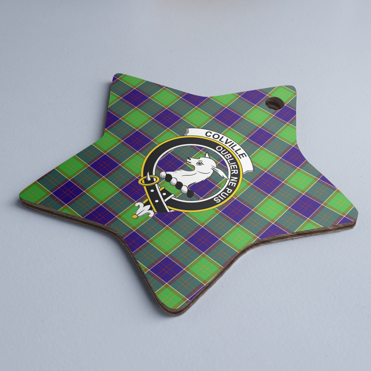 Clan Colville Tartan Crest Star Ceramic Ornament EY60 Colville Tartan Tartan Christmas   