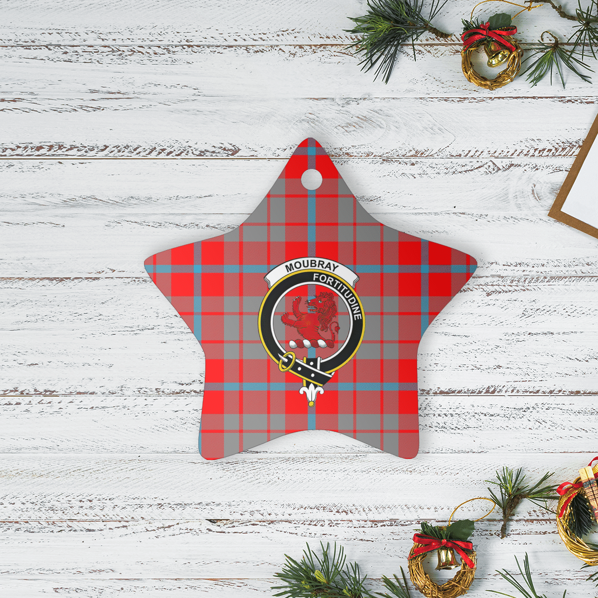 Clan Moubray Tartan Crest Star Ceramic Ornament YP76 Moubray Tartan Tartan Christmas   