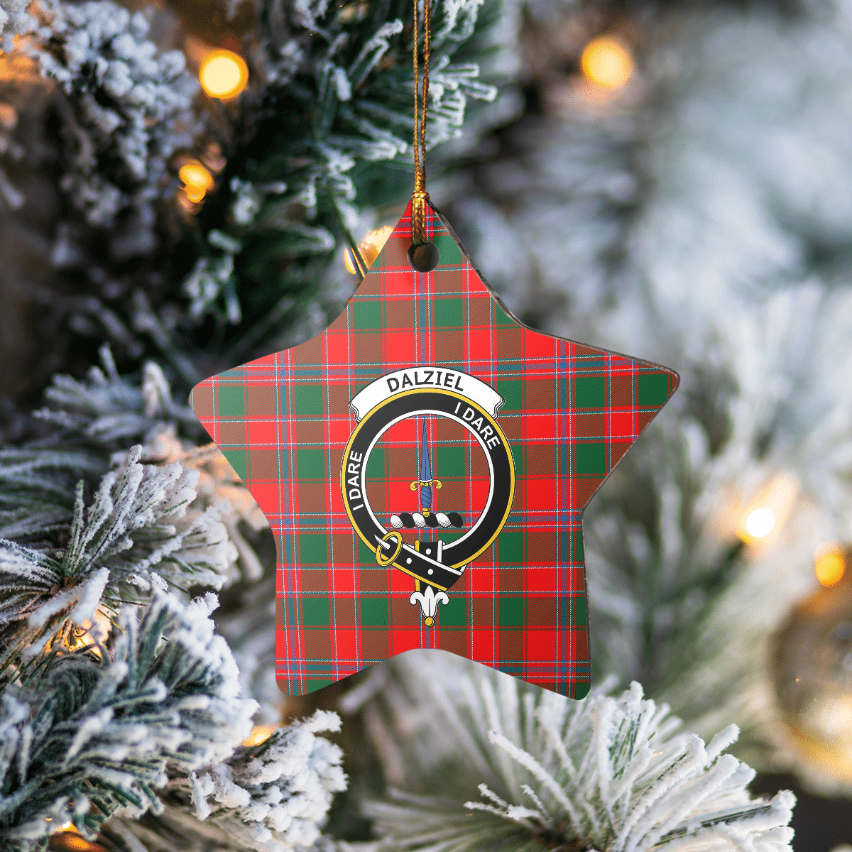 Clan Dalziel Modern Tartan Crest Star Ceramic Ornament GE38 Dalziel Modern Tartan Tartan Christmas   