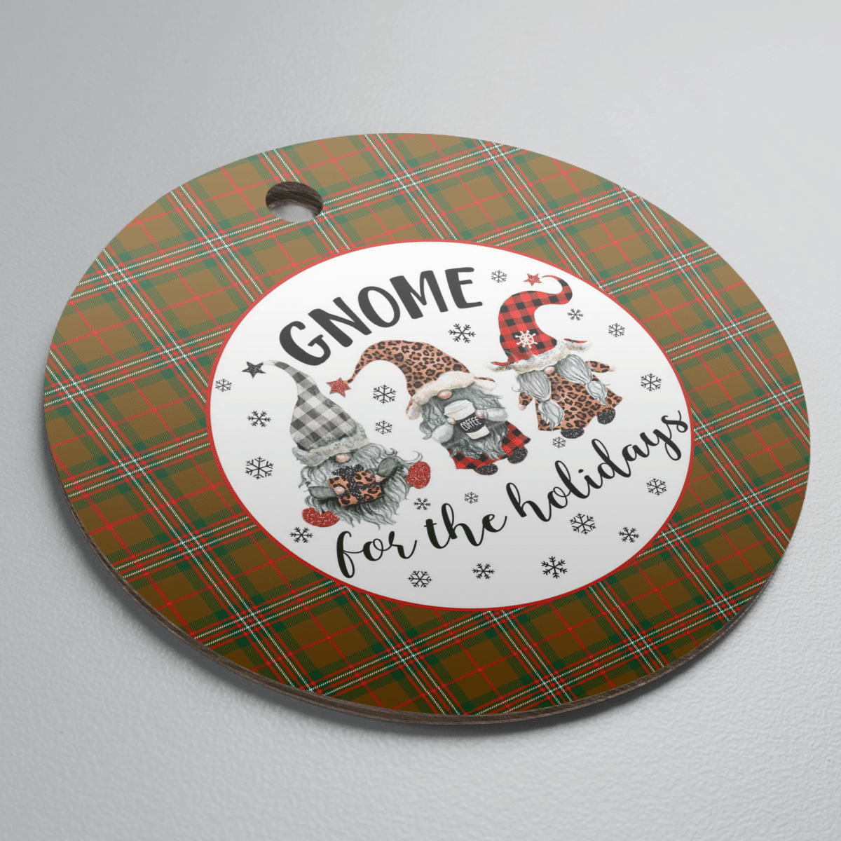 Clan Scott Brown Modern Tartan Tartan Crest Gnome Round Ceramic Ornament NA17 Scott Brown Modern Tartan Tartan Christmas   