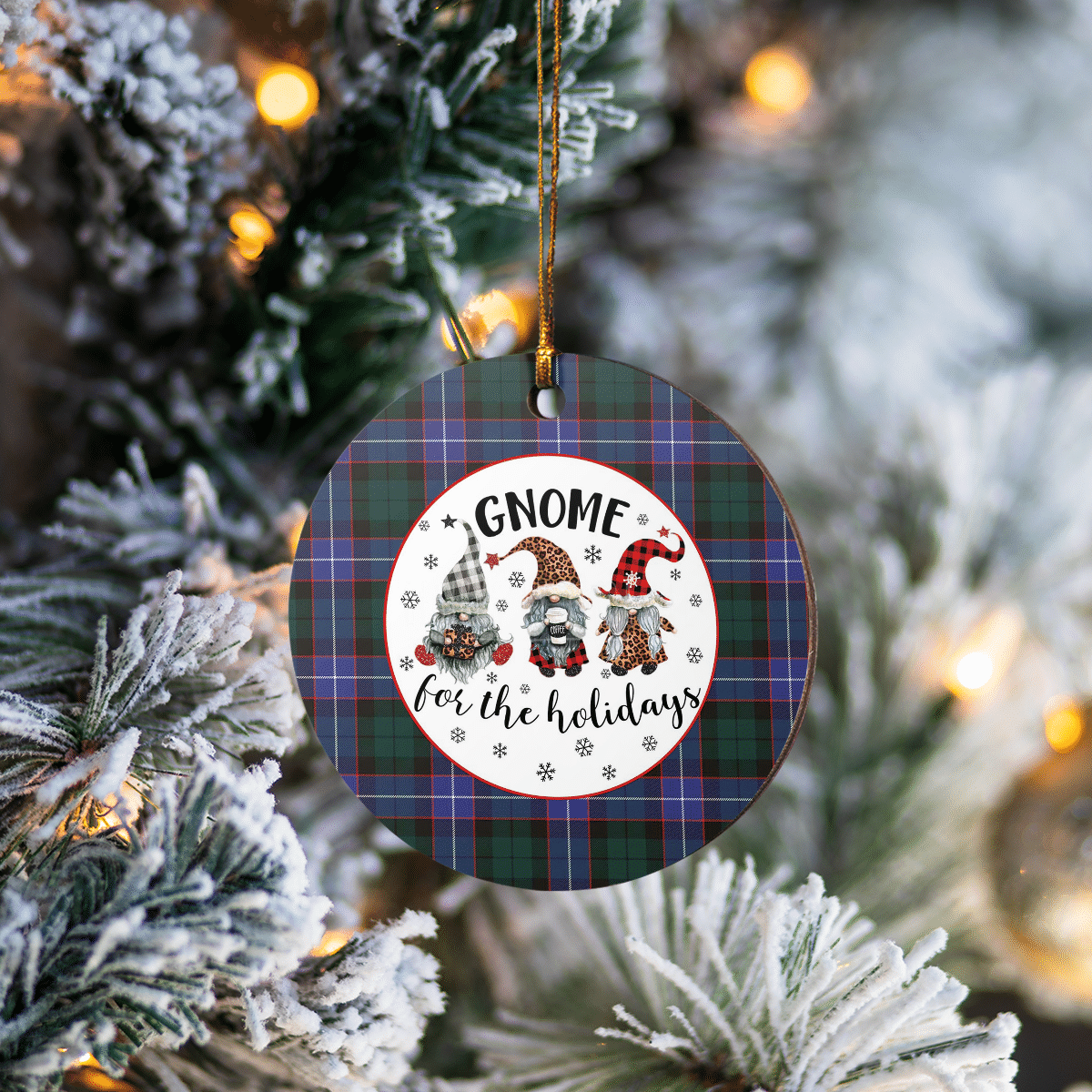 Clan Guthrie Modern Tartan Tartan Crest Gnome Round Ceramic Ornament HB34 Guthrie Modern Tartan Tartan Christmas   