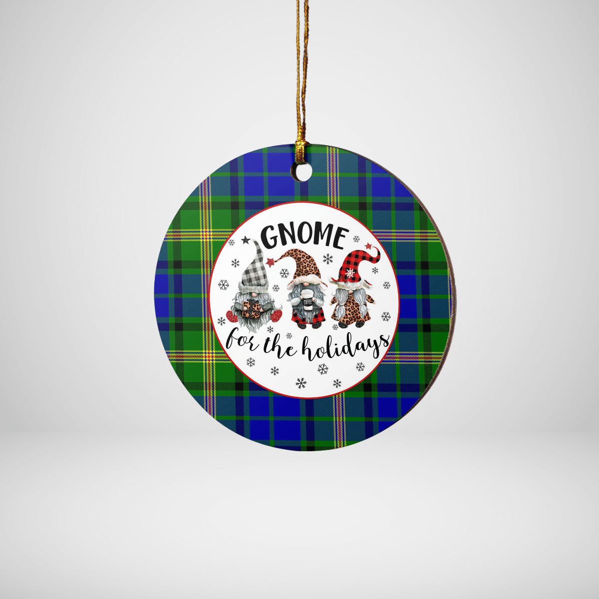 Clan Maitland Tartan Tartan Crest Gnome Round Ceramic Ornament UC83 Maitland Tartan Tartan Christmas   