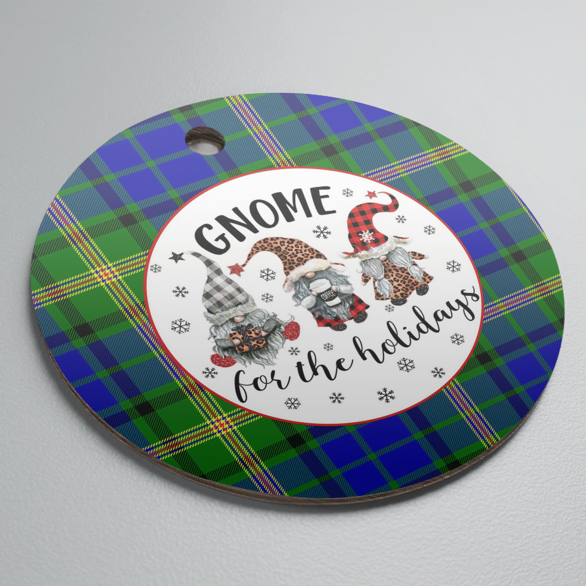 Clan Maitland Tartan Tartan Crest Gnome Round Ceramic Ornament UC83 Maitland Tartan Tartan Christmas   