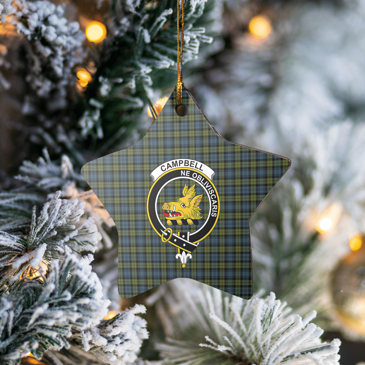 Clan Campbell Tartan Crest Star Ceramic Ornament ZV87 Campbell Tartan Tartan Christmas   