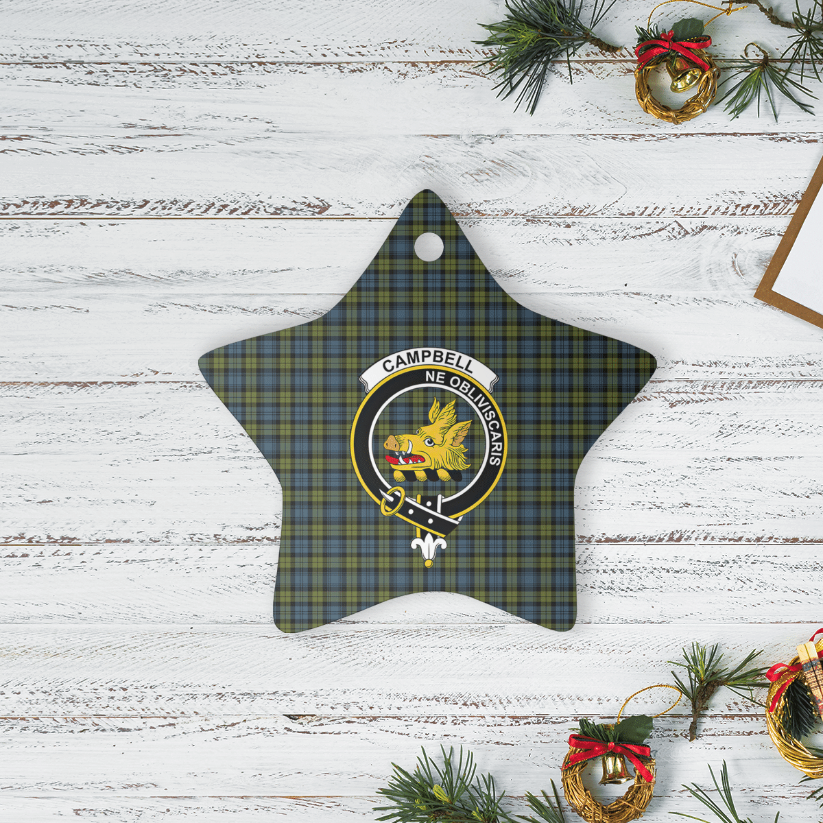 Clan Campbell Tartan Crest Star Ceramic Ornament ZV87 Campbell Tartan Tartan Christmas   