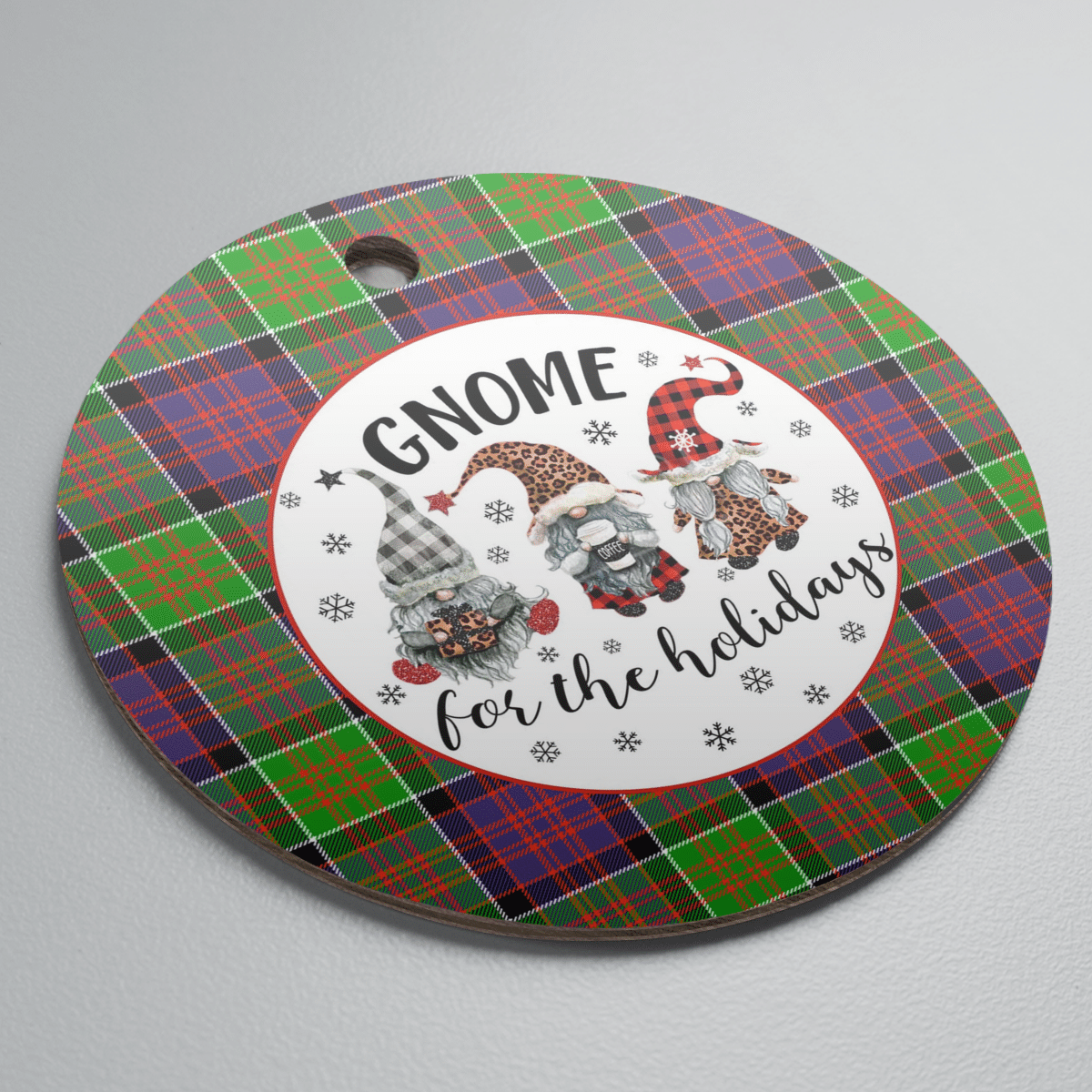 Clan MacDonald of Clanranald Tartan Tartan Crest Gnome Round Ceramic Ornament XM55 MacDonald of Clanranald Tartan Tartan Christmas   