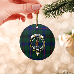 Clan Davidson Modern Tartan Crest Round Ceramic Ornament XH39 Davidson Modern Tartan Tartan Christmas   