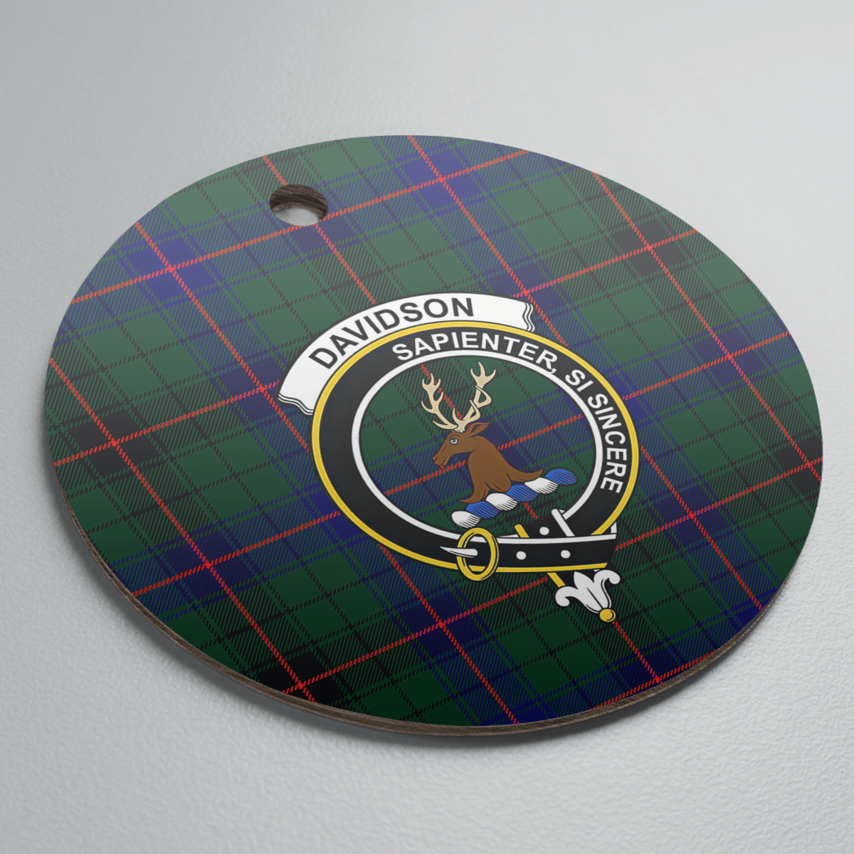 Clan Davidson Modern Tartan Crest Round Ceramic Ornament XH39 Davidson Modern Tartan Tartan Christmas   