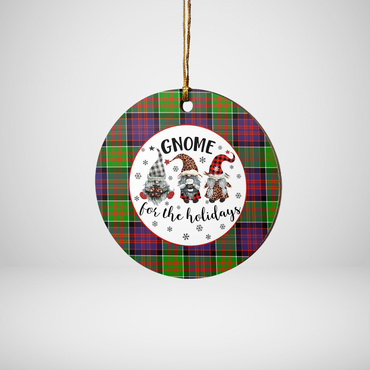 Clan MacDonald of Clanranald Tartan Tartan Crest Gnome Round Ceramic Ornament XM55 MacDonald of Clanranald Tartan Tartan Christmas   