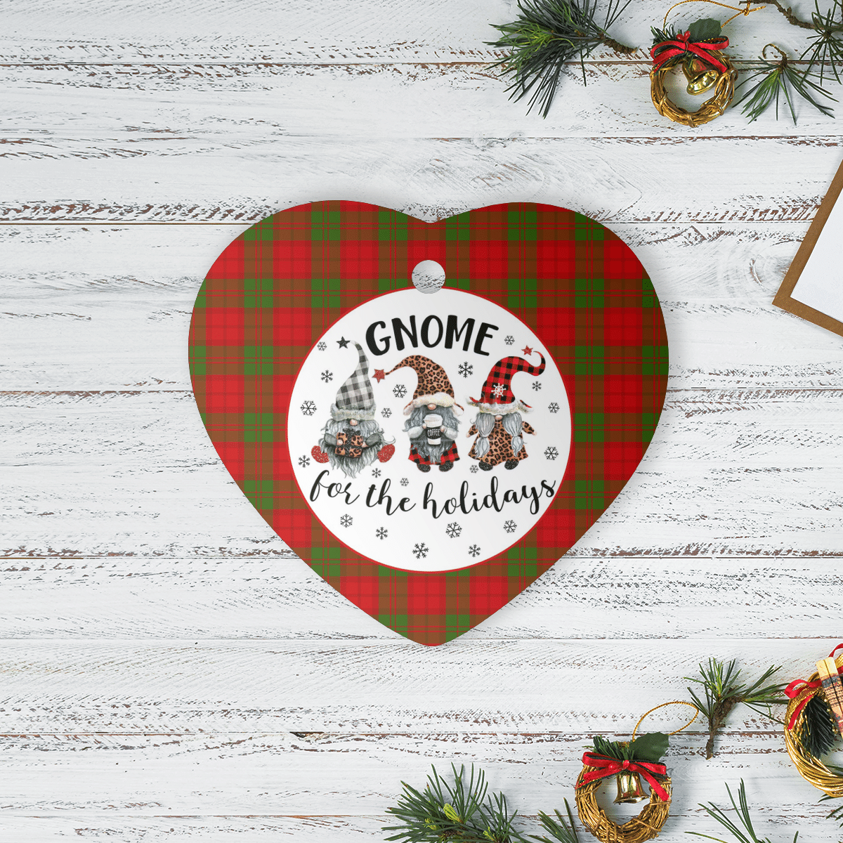 Clan Dewar Tartan Tartan Crest Gnome Heart Ceramic Ornament JU80 Dewar Tartan Tartan Christmas   