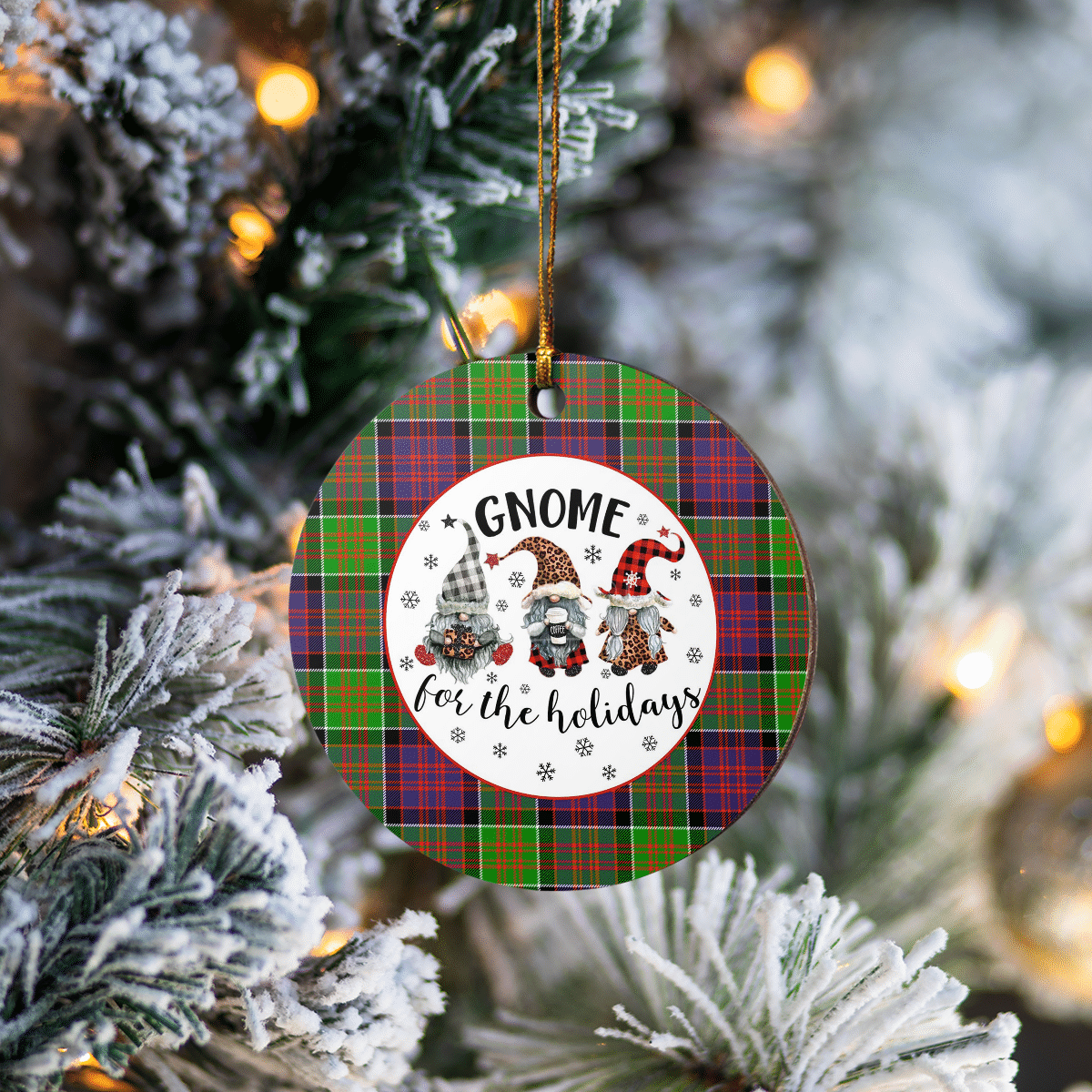 Clan MacDonald of Clanranald Tartan Tartan Crest Gnome Round Ceramic Ornament XM55 MacDonald of Clanranald Tartan Tartan Christmas   