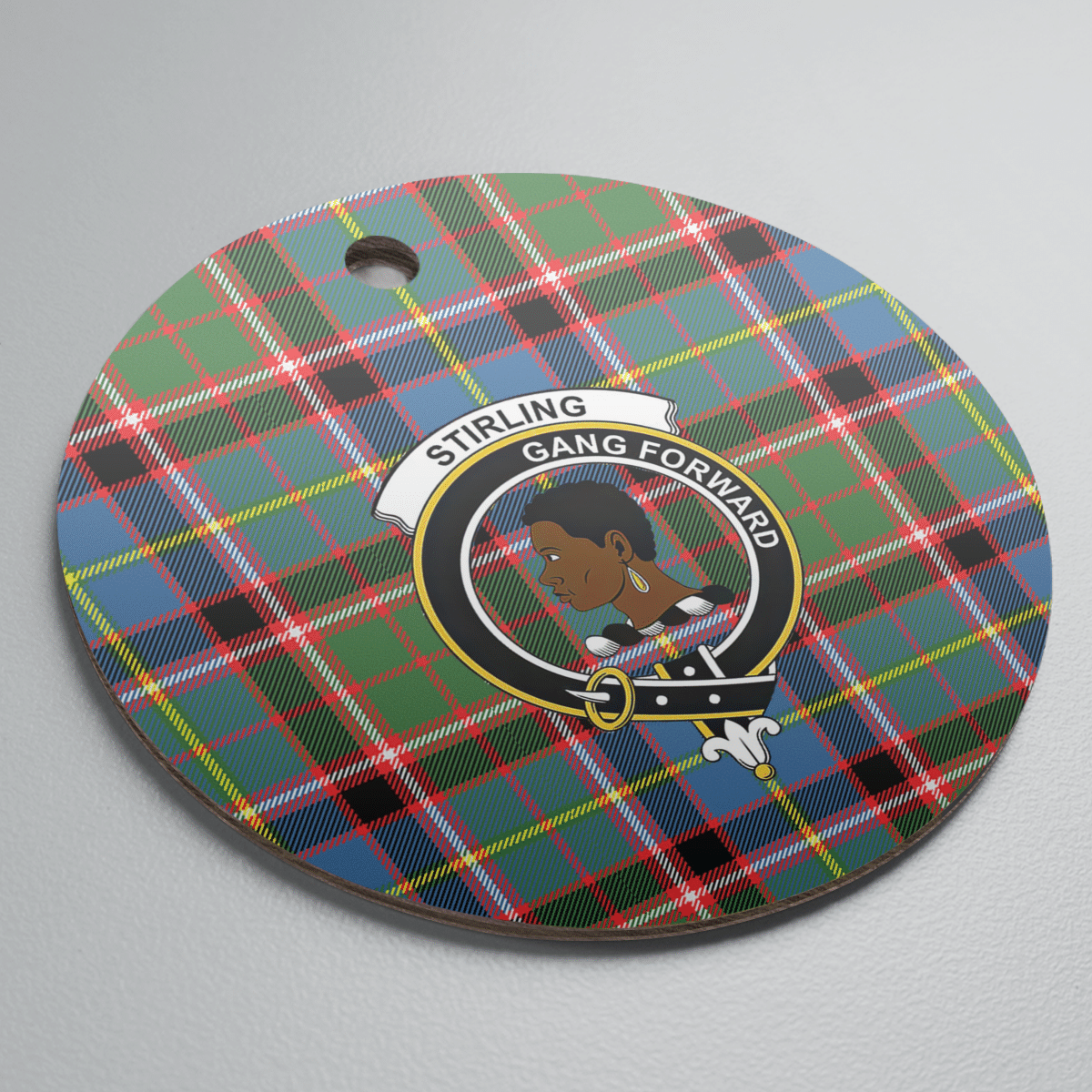 Clan Stirling (of Keir) Tartan Crest Round Ceramic Ornament WW82 Stirling (of Keir) Tartan Tartan Christmas   