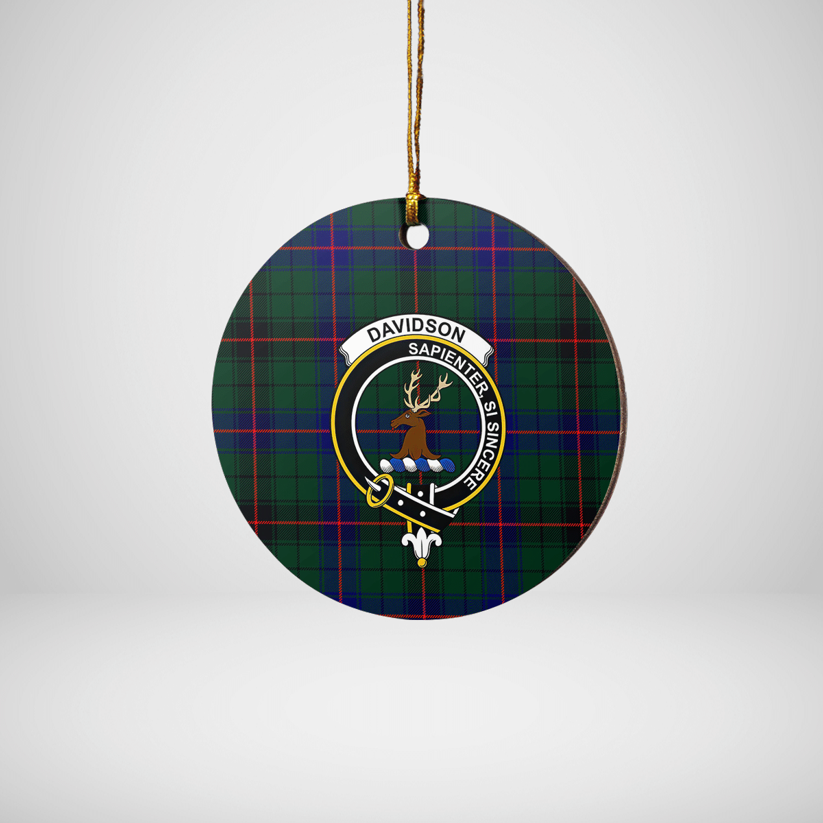 Clan Davidson Modern Tartan Crest Round Ceramic Ornament XH39 Davidson Modern Tartan Tartan Christmas   