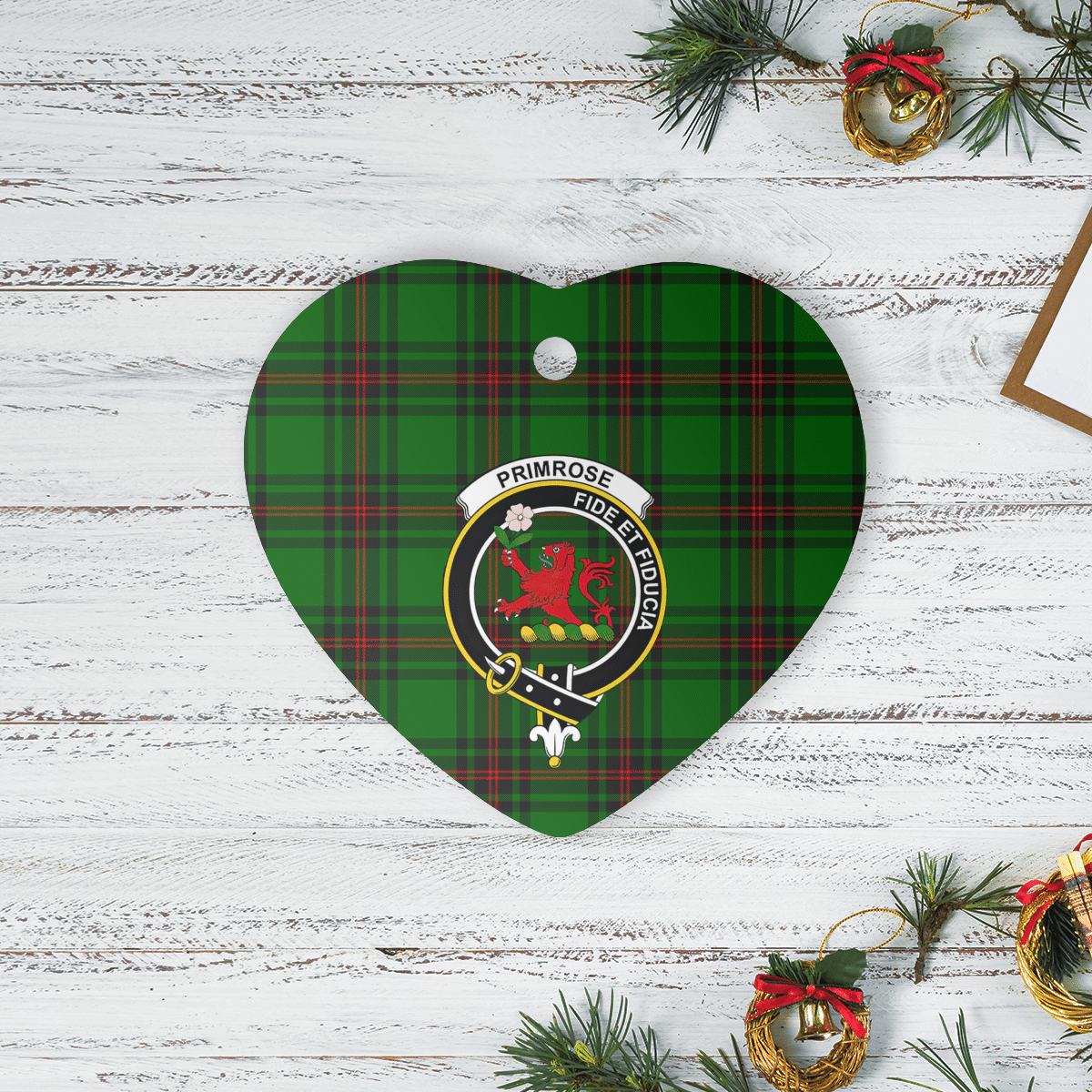 Clan Primrose (Fife) Tartan Crest Heart Ceramic Ornament ET33 Primrose (Fife) Tartan Tartan Christmas   